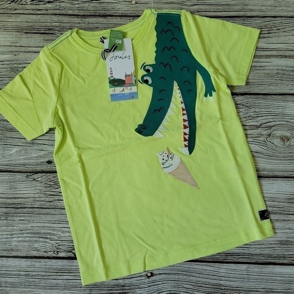 Joules UK Brand Ice Cream T-Shirt Soft Cotton Alligator T-Shirt Mint Green - Picture 3 of 5
